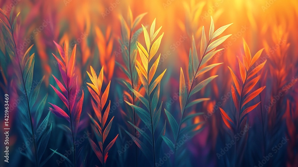 Poster botanical spectrum abstract design with soft light and vibrant colors