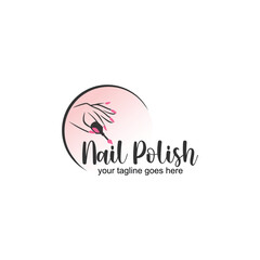 nail logo design for nail polish or salon with creative illustration