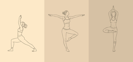 Woman Yoga Pose Line Art Vector