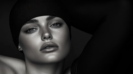 Elegant grayscale portrait of a woman