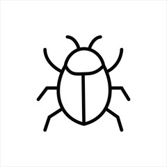 bug line icon vector on white backgrond.