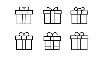 gift box line icon set vector on white background.