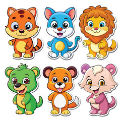 Fototapeta premium Cute cartoon animal stickers (5)