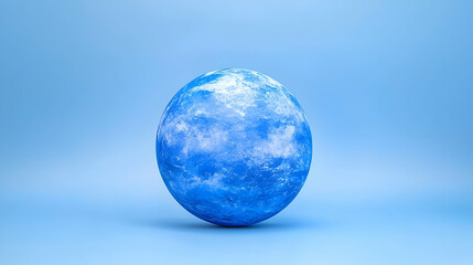 Blue Pixelated Sphere on Light Blue Background