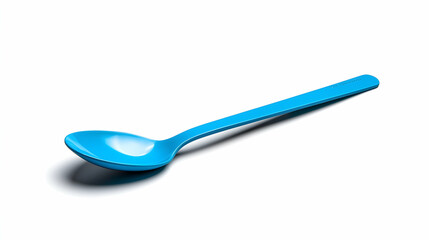Blue Plastic Spoon on White Background
