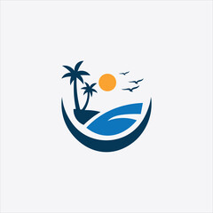 Beach logo icon design Vector concept