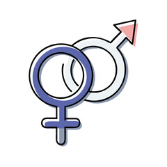 Intertwined gender symbols with male and female signs