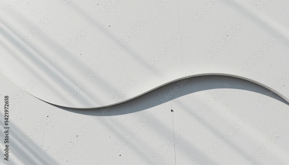 Poster flowing lines on white surface minimalist art abstract design studio setting top-down perspective co