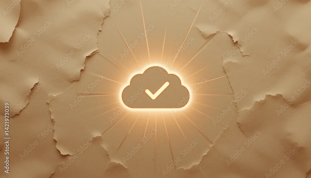 Aufkleber cloud storage success confirmation icon digital environment graphic design abstract background optim