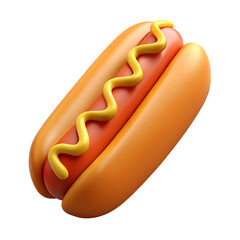  Realistic 3D Hot Dog with Mustard