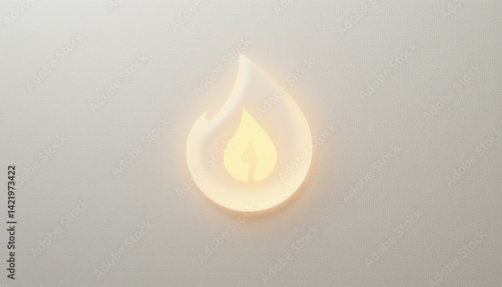 Poster illuminating flame symbol abstract concept minimalist graphic design soft background close-up view v