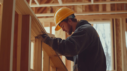 Construction Worker Installing Framing