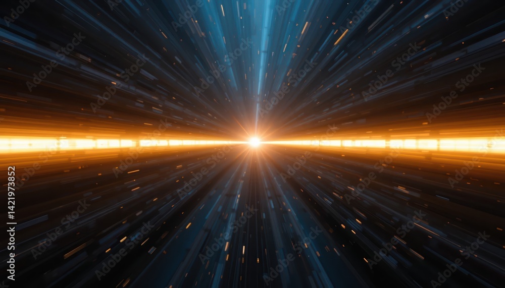 Poster dynamic cosmic journey through space-time abstract universe visual art futuristic environment wide a