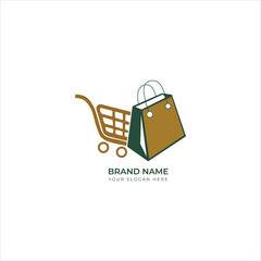 Shopping bags on the shopping cart online shopping icon design.