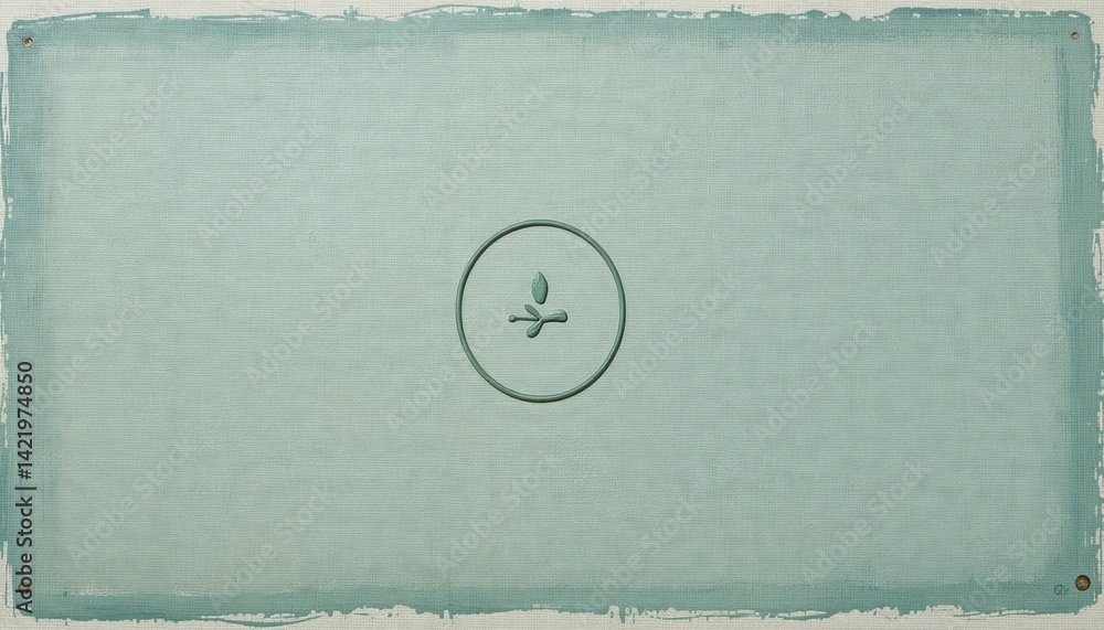 Poster calming nature action leaf emblem on soft textured background minimalist design peaceful environment