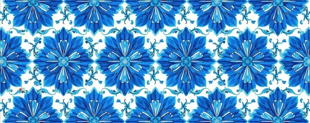 Intricate blue floral seamless pattern, high-resolution detail , textile, flowers