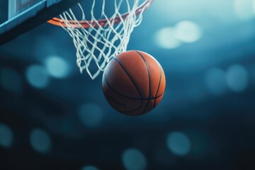 Basketball in a hoop