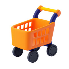 Shopping cart action retail location image studio perspective. Isolated on transparent background, png.