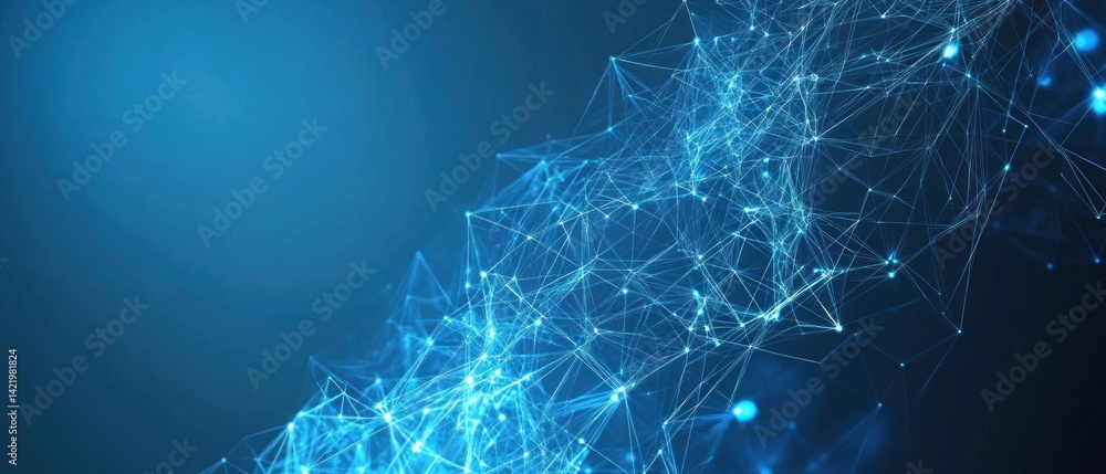 Aufkleber abstract blue network connections: digital connectivity and global networking