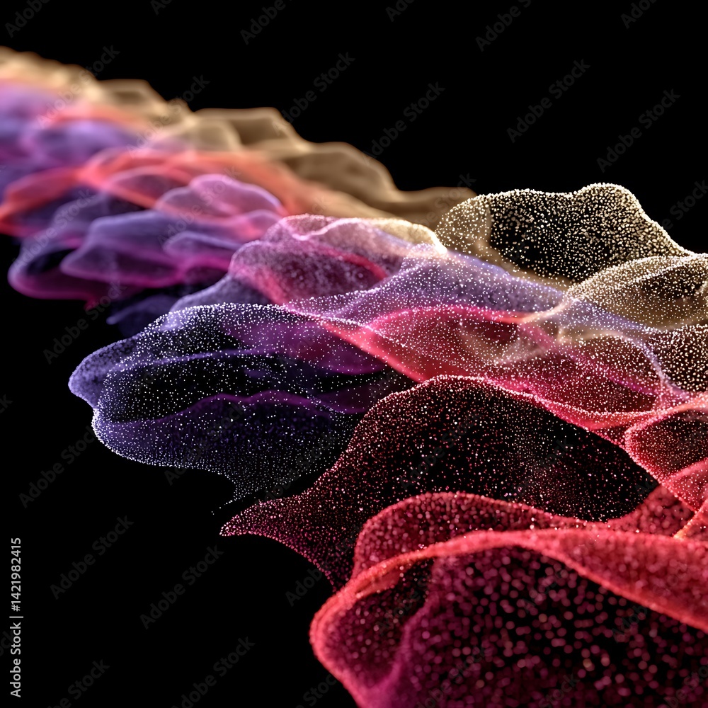 Poster abstract colorful particle waves