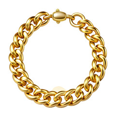 Obraz premium Gold bracelet with a gold chain isolated on transparent background 