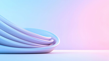 Abstract 3D Render of Pastel Wave Forms on Gradient Background