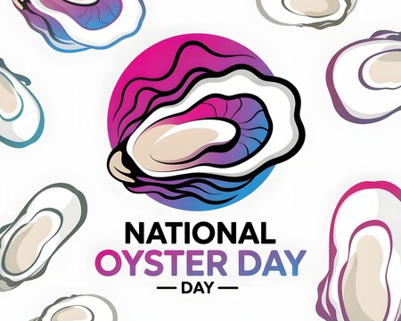 Celebratory Illustration of National Oyster Day in the USA. 
