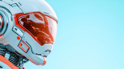 Fototapeta premium Close-up Profile of Futuristic Astronaut Helmet with Red Visor