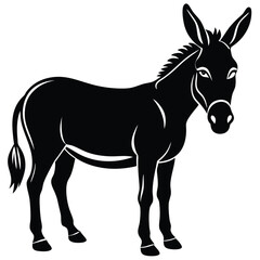 Obraz premium Black and White Donkey Illustration Set, Stylized Donkey Drawings in Black and White, Hand-Drawn Donkey Silhouettes Collection.