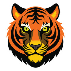 Fierce Roaring Tiger Head Vector in Symmetrical Style