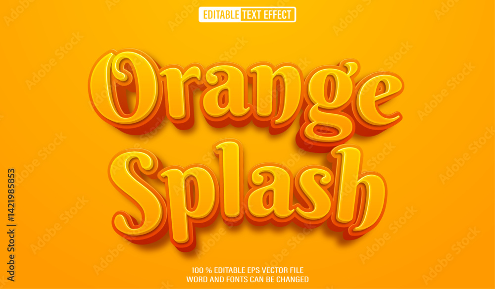 Poster editable 3d text style effect - orange splash text effect template
