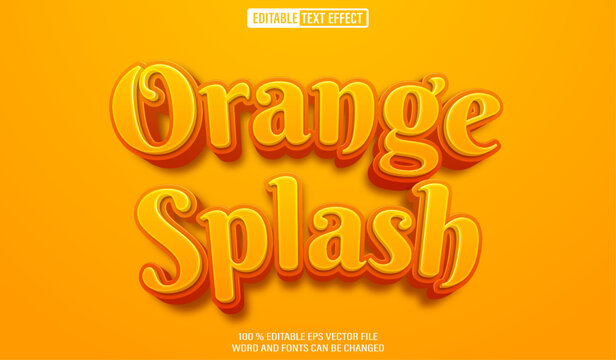 Editable 3d text style effect - Orange Splash text effect Template