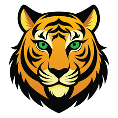 Fierce Roaring Tiger Head Vector in Symmetrical Style