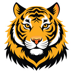 Obraz premium Fierce Roaring Tiger Head Vector in Symmetrical Style
