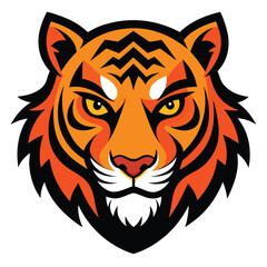 Fierce Roaring Tiger Head Vector in Symmetrical Style
