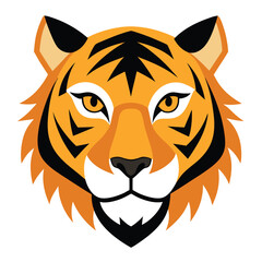 Fierce Roaring Tiger Head Vector in Symmetrical Style