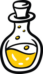  A witch&rsquo;s potion bottle with glowing liquid, isolated illustration, white background 