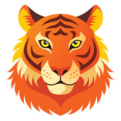 Fierce Roaring Tiger Head Vector in Symmetrical Style