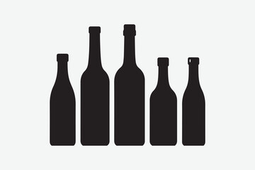  black silhouette of bottle set