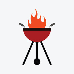 Flat BBQ grill illustration, perfect for cookout invitations, restaurant ads, and printables.