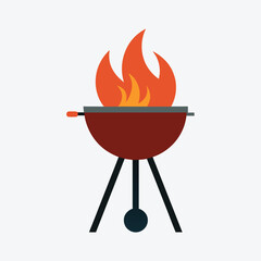 Barbecue grill vector on white background, ideal for summer party flyers, t-shirts, and food-themed designs.