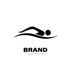 Swimming Logo. Swimming Logo Design. Swimming Logo Brand. Swimming Logo Vector Design Isolated on White Background