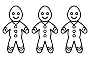 Gingerbread Cookie Line Art Vector Bundle