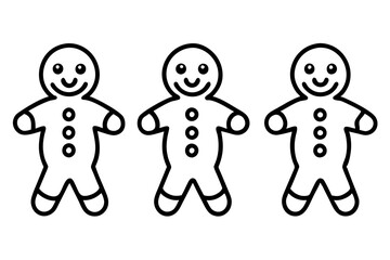 Gingerbread Cookie Line Art Vector Bundle