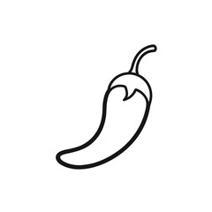Chilli line art vector icon on white background