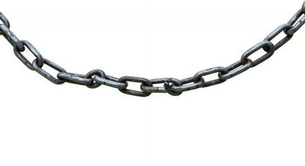 Obraz premium Bent Rusty Chain Links Isolated on White Background