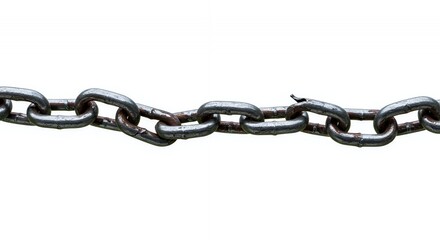 Bent Rusty Metal Chain Isolated on White Background