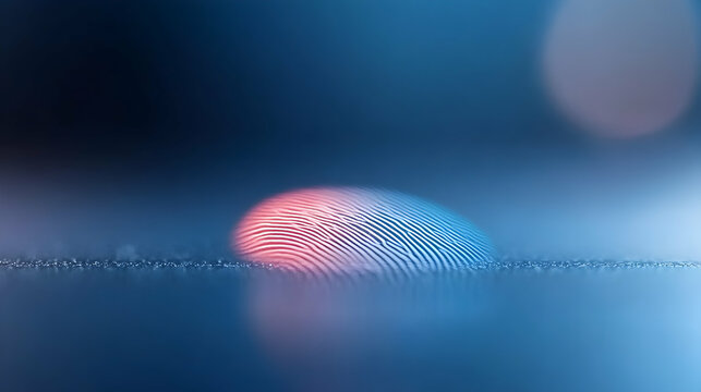Closeup of a Red and Blue Fingerprint on a Dark Surface
