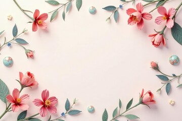 Fototapeta premium Subtle geometric floral pattern, pastel palette, soft lines, pastel, minimalist