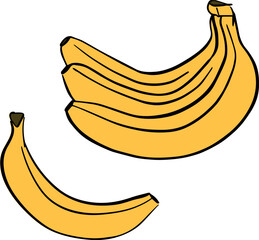 banana doodle vector set kid drawing